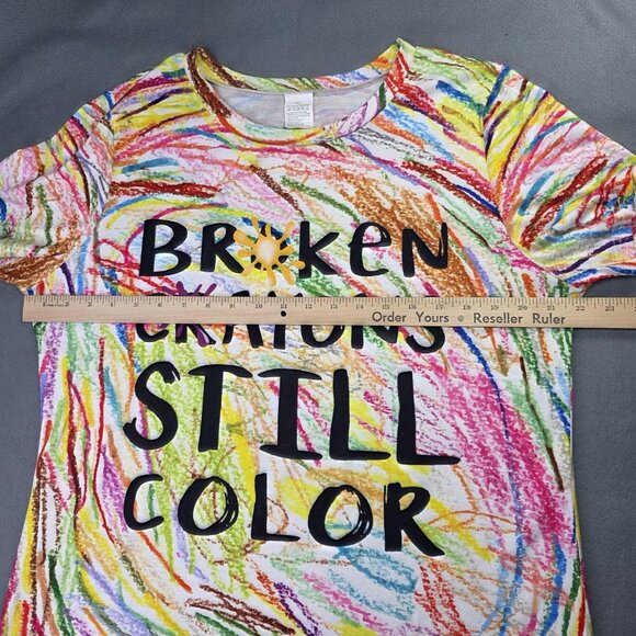 Broken Crayons Still Color Shirt Womens XL Motivational Rainbow Colorful Tee - Picture 3 of 7